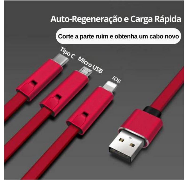 Cabo Reborn Pro® - Cabo USB Recarregável e Regenerátivo a Todos os Celulares